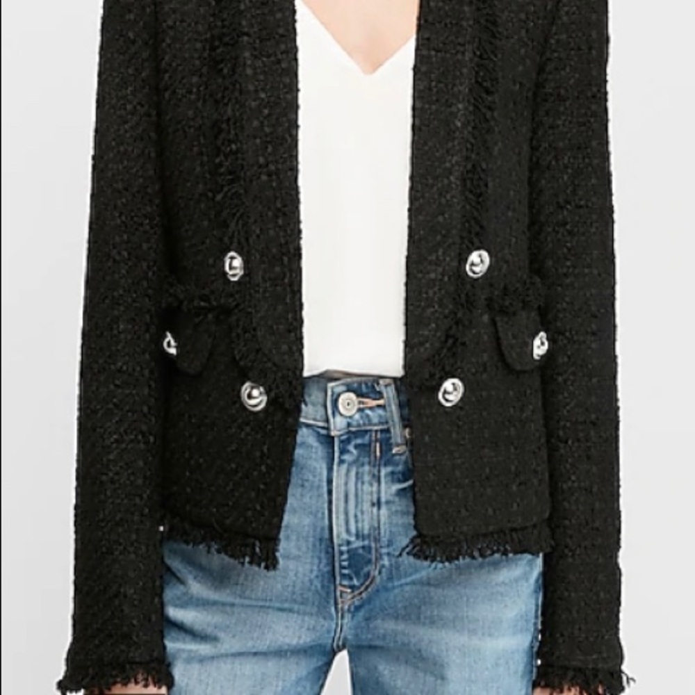 FLASH SALE Express Black NEW with Tag Long sleeve button Boucle Waist Blazer NEW